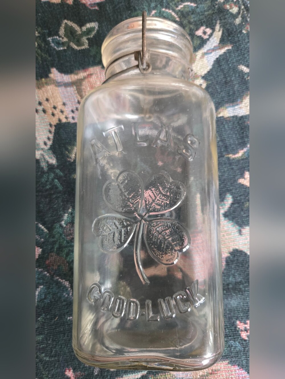 Vintage Hazel Atlas Clover Good Luck Jar